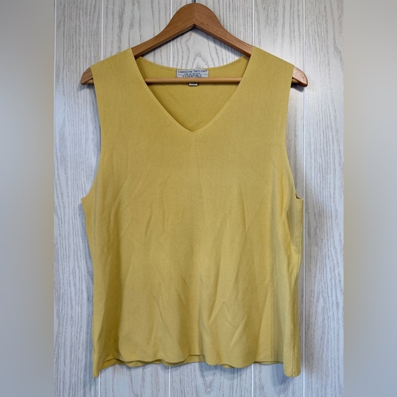 Carolyn Taylor V-Neck Knit Tank Top Size XL Mustard Yellow EUC - Picture 1 of 3